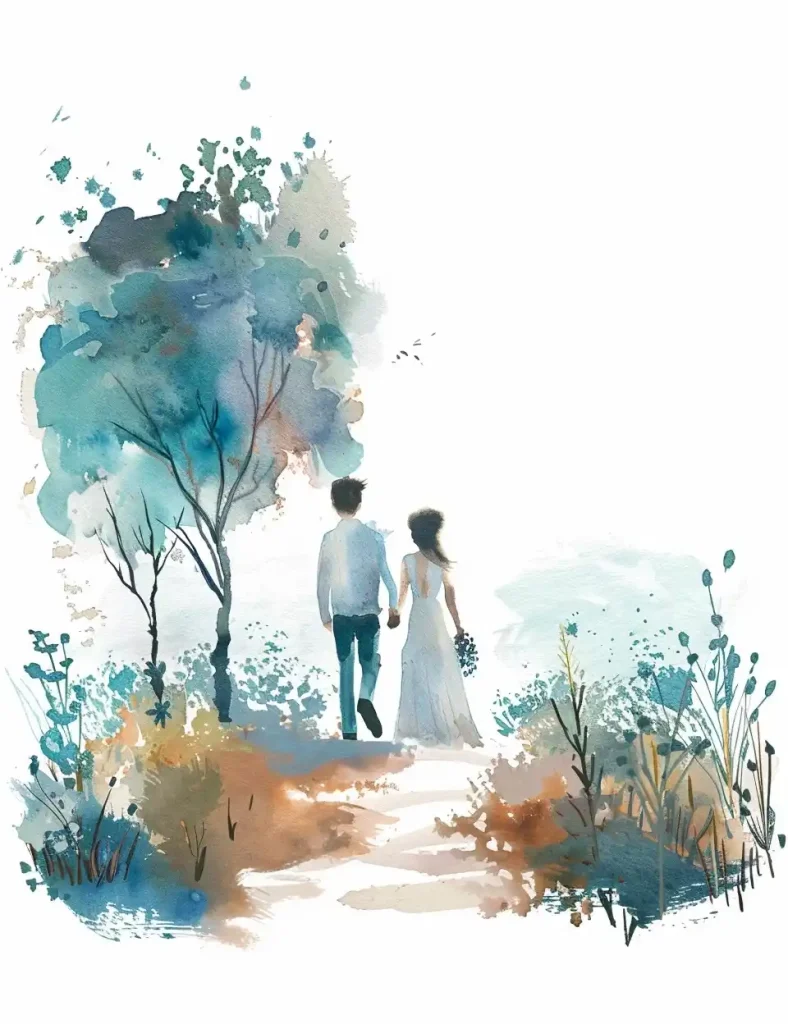 Watercolor Boho Couple