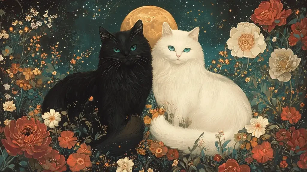 Whimsical Yin-Yang Cats