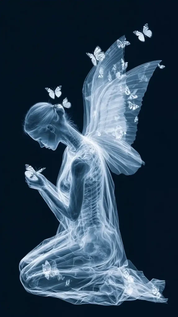 X-Ray Angel with Butterflies